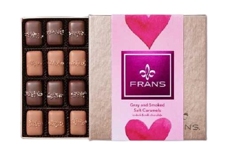20 Pc Fran's - Gray & Smoked Salt Caramels in Dark Chocolate (Heart Wrap)